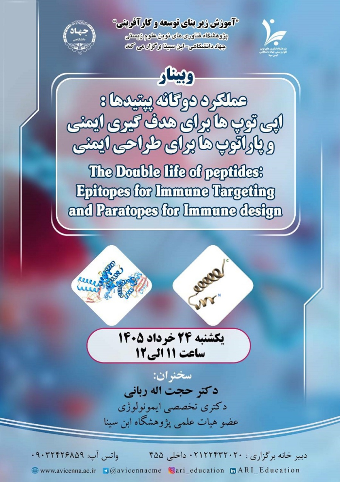 عملکرد دوگانه پپتیدها: اپی توپ ها برای هدف گیری ایمنی و پاراتوپ ها برای طراحی ایمنی